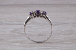 Amethyst and Diamond set White Gold Ring