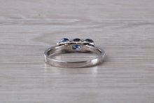 Load image into Gallery viewer, Sapphire set 18ct White Gold Trilogy Ring