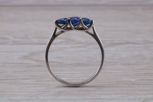 Load image into Gallery viewer, Sapphire set 18ct White Gold Trilogy Ring
