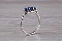 Load image into Gallery viewer, Sapphire set 18ct White Gold Trilogy Ring