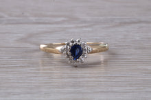 Load image into Gallery viewer, Petite Blue Sapphire and Diamond set Ring