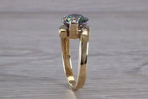 Chunky Mystic Topaz and Diamond set Yellow Gold Ring