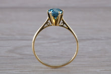 Load image into Gallery viewer, One carat London Blue Topaz set 18ct Yellow Gold Ring