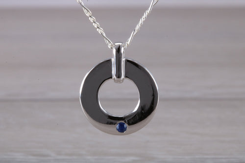 Natural Blue Sapphire set Silver Necklace