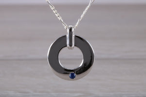 Natural Blue Sapphire set Silver Necklace