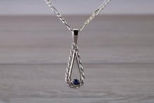 Load image into Gallery viewer, Natural Round cut Blue Sapphire set Silver Necklace