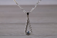 Load image into Gallery viewer, Natural Round cut Blue Sapphire set Silver Necklace