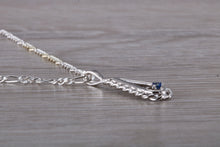 Load image into Gallery viewer, Natural Round cut Blue Sapphire set Silver Necklace