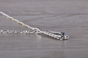 Natural Round cut Blue Sapphire set Silver Necklace