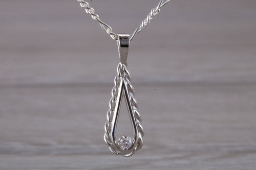 Natural Round cut Diamond set Silver Necklace