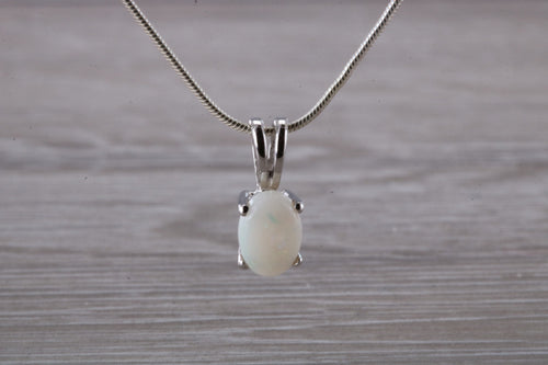 Natural Opal set Silver Necklace