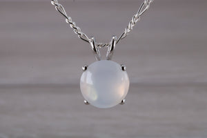 10mm Round cut Moonstone set Silver Necklace