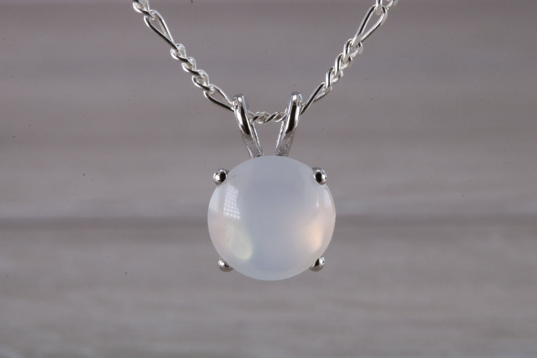 10mm Round cut Moonstone set Silver Necklace