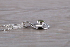 Natural Round cut Peridot Gemstone Set Silver Necklace