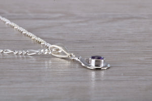 Natural Round cut Amethyst set Silver Necklace