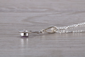 Natural Round cut Amethyst set Silver Necklace