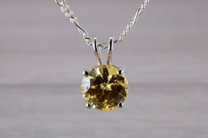 Yellow C Z Set Silver Necklace
