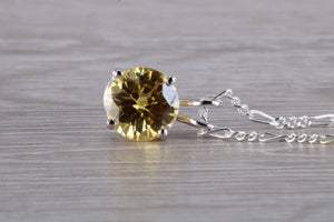 Yellow C Z Set Silver Necklace