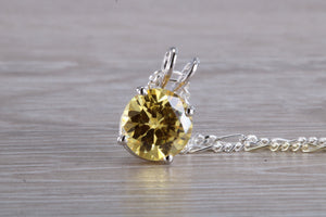 Yellow C Z Set Silver Necklace