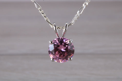 Pink C Z set Silver Necklace