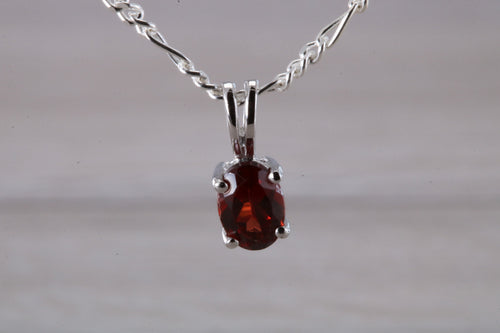 Oval cut Ruby set Silver Necklace