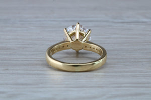 Three carat Moissanite Diamond with Natural Diamonds set 18ct Gold Ring
