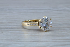 Three carat Moissanite Diamond with Natural Diamonds set 18ct Gold Ring