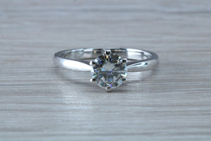 1.25ct Platinum Diamond Solitaire. Forever One grade Moissanite Diamond