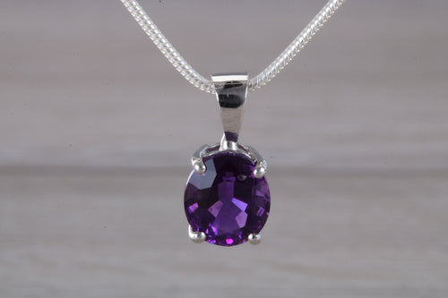 Oval cut Amethyst set Silver Necklace