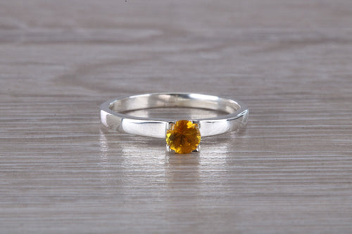Natural Round cut Citrine set Silver Ring