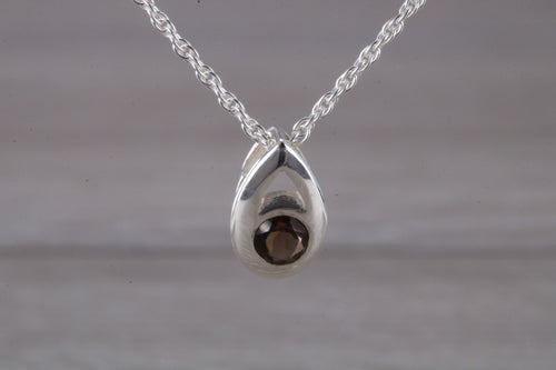 Natural Smokey Quartz set Silver Necklace