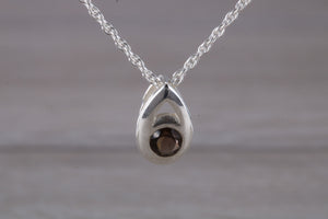 Natural Smokey Quartz set Silver Necklace
