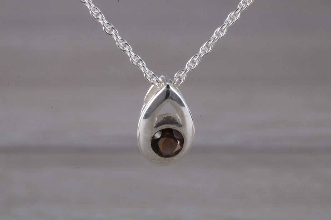 Natural Smokey Quartz set Silver Necklace