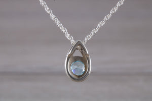 Natural Blue Topaz set Silver Necklace
