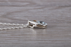 Natural Blue Topaz set Silver Necklace