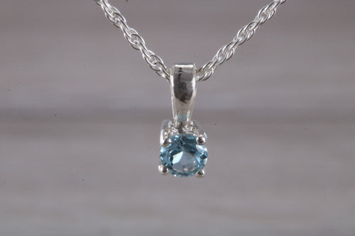 Natural Blue Topaz set Silver Necklace
