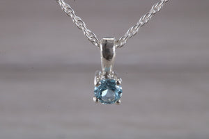 Natural Blue Topaz set Silver Necklace