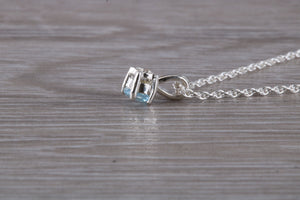 Natural Blue Topaz set Silver Necklace