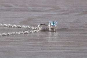 Natural Blue Topaz set Silver Necklace