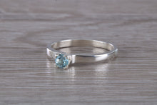 Load image into Gallery viewer, Natural Blue Topaz Ring.Silver Four Claw Set Ring.November birthstone,Sagittarius Zodiac stone.Ideal 16th,18th,21st ,Anniversary Gift.