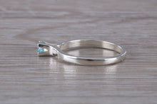 Load image into Gallery viewer, Natural Blue Topaz Ring.Silver Four Claw Set Ring.November birthstone,Sagittarius Zodiac stone.Ideal 16th,18th,21st ,Anniversary Gift.