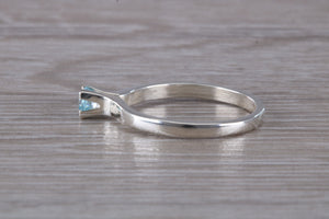 Natural Blue Topaz Ring.Silver Four Claw Set Ring.November birthstone,Sagittarius Zodiac stone.Ideal 16th,18th,21st ,Anniversary Gift.