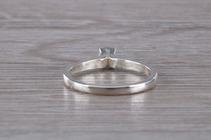 Natural Blue Topaz Ring.Silver Four Claw Set Ring.November birthstone,Sagittarius Zodiac stone.Ideal 16th,18th,21st ,Anniversary Gift.