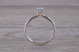 Natural Blue Topaz Ring.Silver Four Claw Set Ring.November birthstone,Sagittarius Zodiac stone.Ideal 16th,18th,21st ,Anniversary Gift.