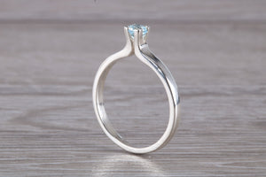 Natural Blue Topaz Ring.Silver Four Claw Set Ring.November birthstone,Sagittarius Zodiac stone.Ideal 16th,18th,21st ,Anniversary Gift.