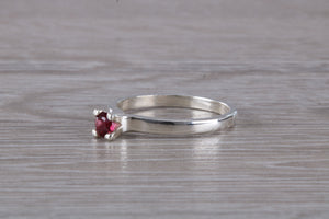 Natural Rhodolite Gemstone Ring.Sterling Silver Rhodolite Garnet