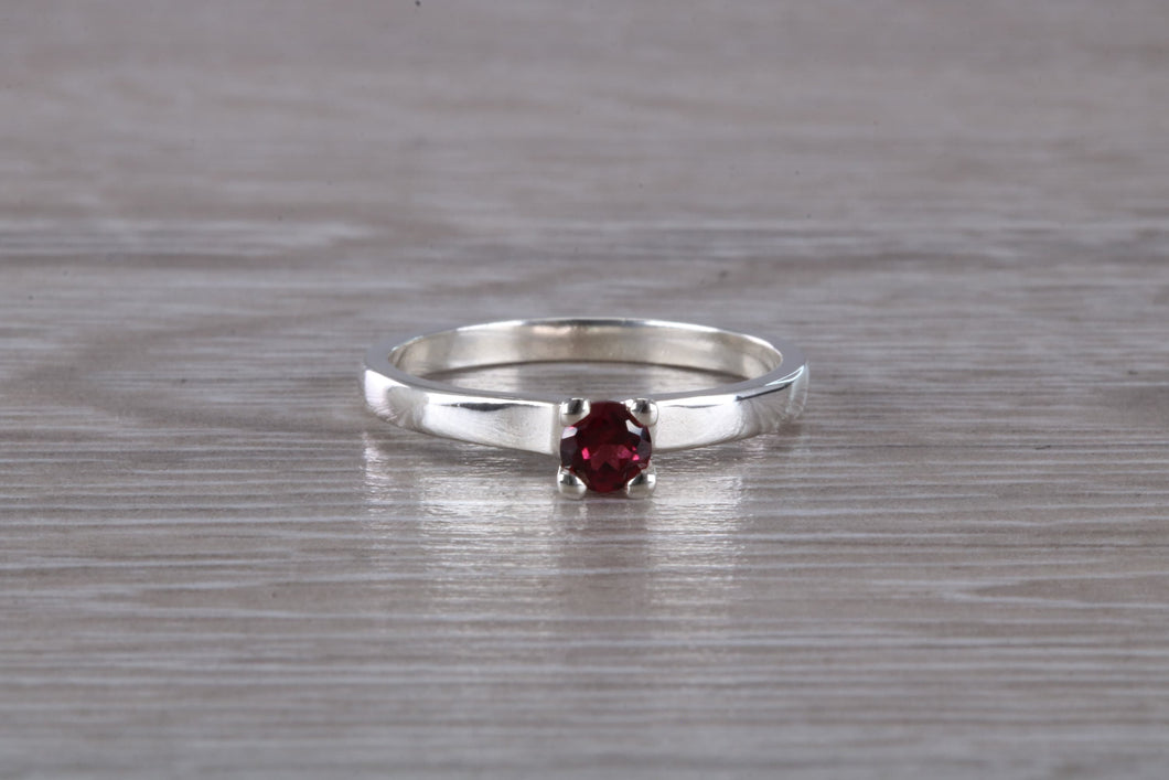 Natural Rhodolite Gemstone Ring.Sterling Silver Rhodolite Garnet