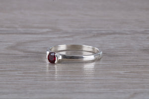 Natural Rhodolite Garnet Gemstone set Silver Ring