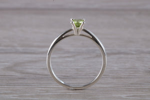 Natural Peridot Gemstone set Silver Ring