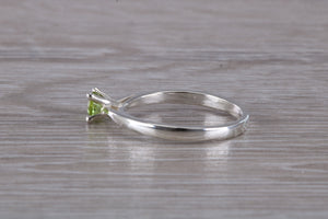 Natural Peridot Gemstone set Silver Ring